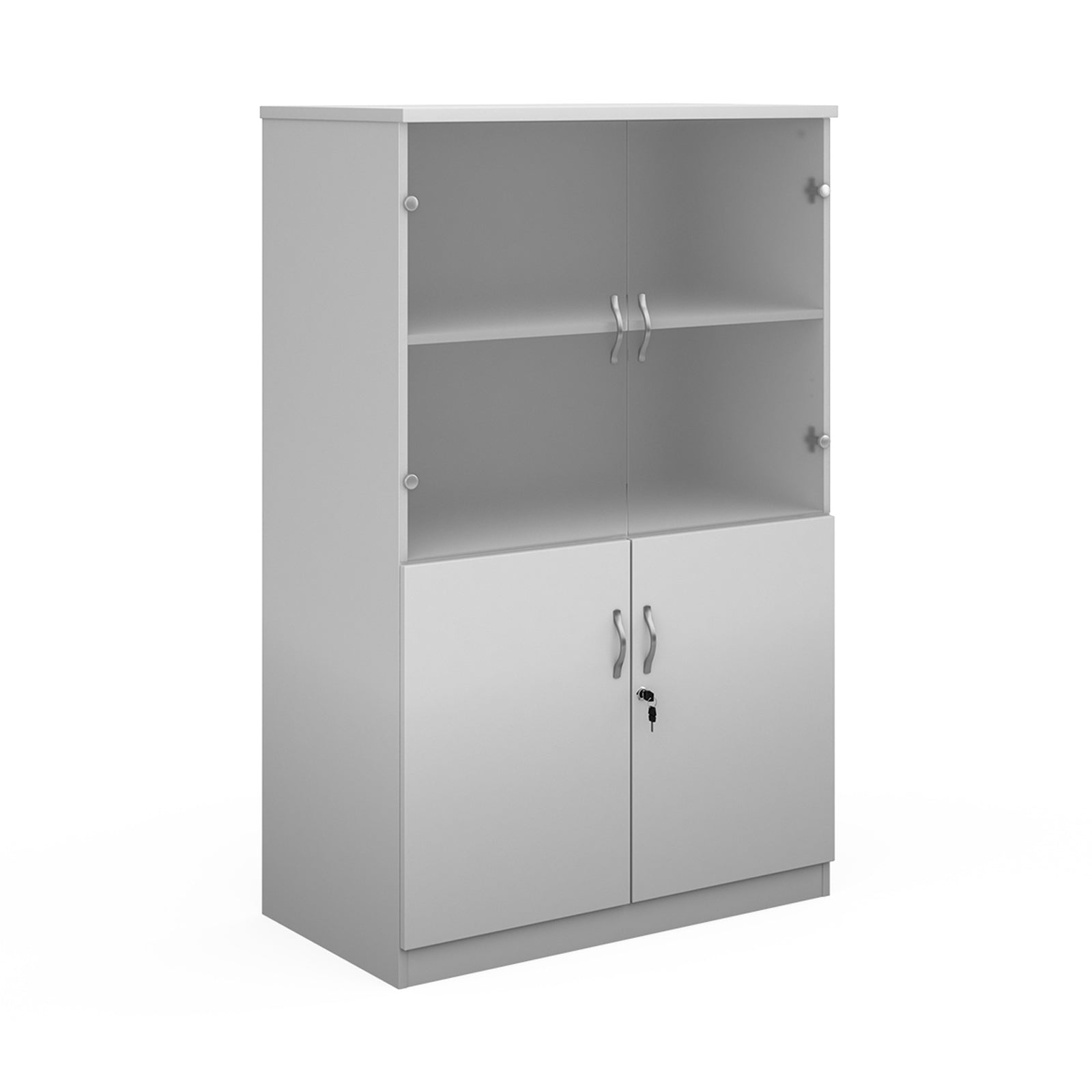 Deluxe Three or Four Shelf 1020mm Wide Combination Bookcase with Glass Doors